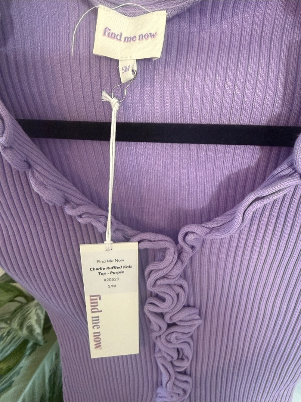 Find Me Now Lavender Ruffle Ribbed Cardigan - Picture 3 of 4
